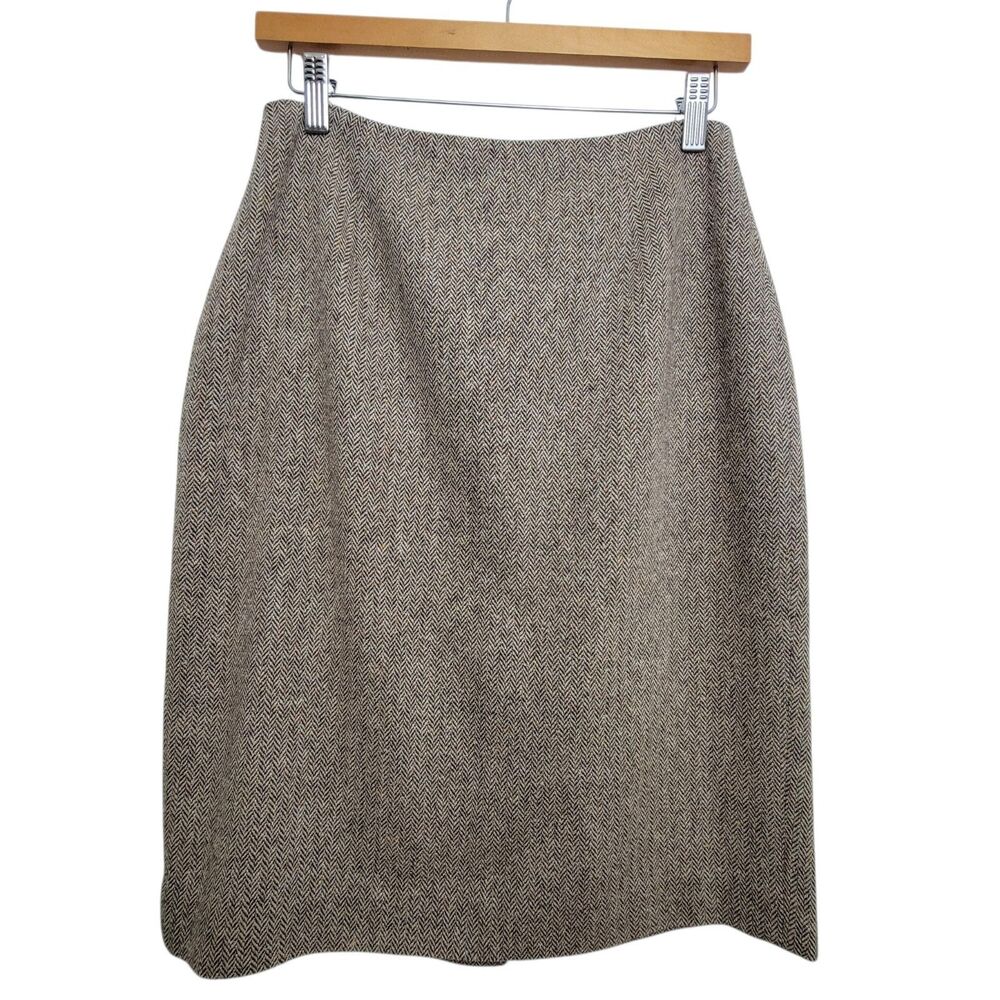 Ann Taylor Brown Silk Wool Nylon Blend  Skirt Size 4
